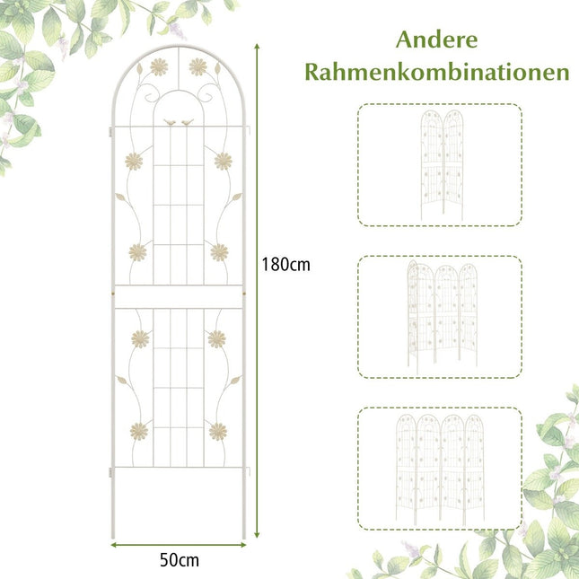 Sada 2 ks kovových treláží, dekorativní zahradní plot, samostatně stojící treláž 180 cm x 50 cm bílá