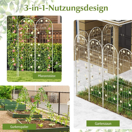Sada 2 ks kovových treláží, dekorativní zahradní plot, samostatně stojící treláž 180 cm x 50 cm bílá