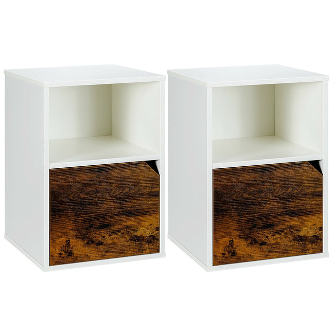 Set van 2 nachtkastjes met deur en open plank, 40 cm