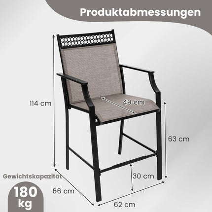 Sada 2 ks venkovních barových stoliček, rychleschnoucí látka, 63 cm