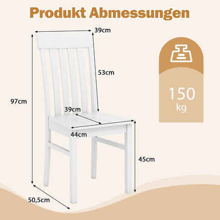 Sada 2 ks bílých jídelních židlí bez područek, ergonomický design