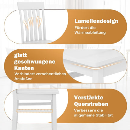 Sada 2 ks bílých jídelních židlí bez područek, ergonomický design
