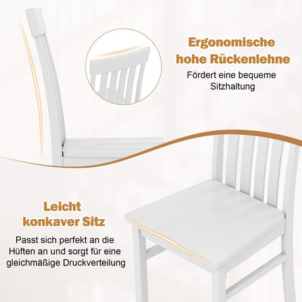 Sada 2 ks bílých jídelních židlí bez područek, ergonomický design