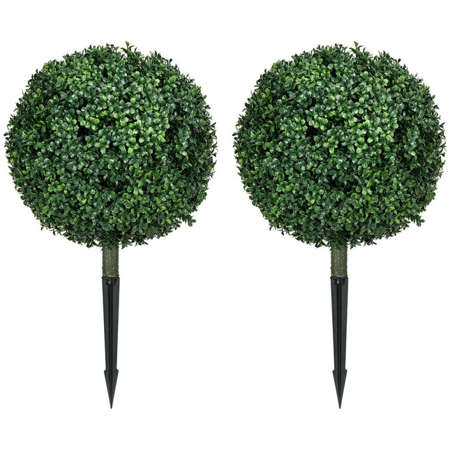 Set van 2 kunstbuxus groot 70 cm kunstplanten met UV-bescherming, kunstplanten zoals echte met grondpennen voor woonkamer, slaapkamer, kantoor, tuin, moderne decoratie