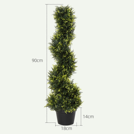 Large 90 cm spiral cedar plant in pot - indoor/outdoor decor