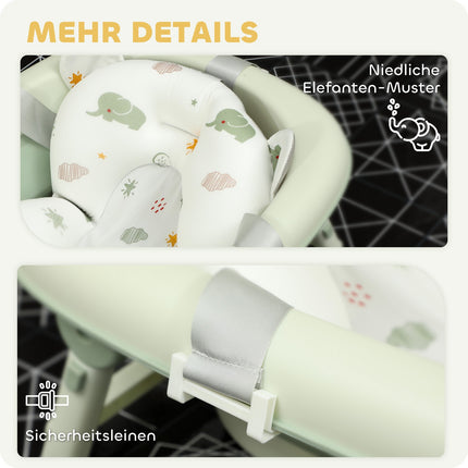 Foldable non-slip baby bath with cushion, set of 2, green
