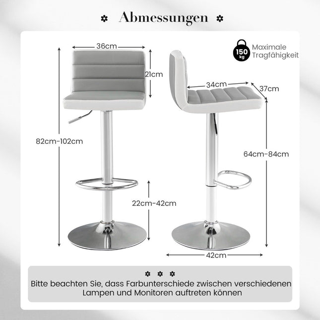 Set van 2 barkrukken 82-102cm in hoogte verstelbare draaibare barkrukken keukenkrukken