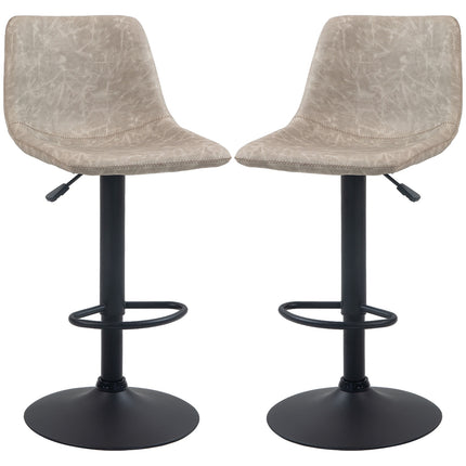 Height-adjustable beige swivel barstools in artificial leather, set of 2