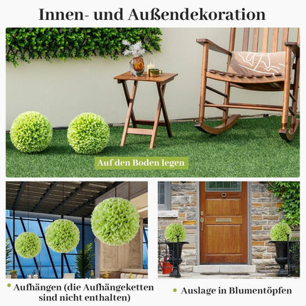 Set of 2 boxwood balls, UV-resistant decorative balls, topiary artificial plant, decorative plant, diameter 28 cm, green