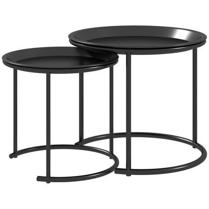Kulatý konferenční stolek, sada, stohovatelná ocel, Ø43/35 cm, černá