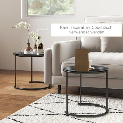 Kulatý konferenční stolek, sada, stohovatelná ocel, Ø43/35 cm, černá