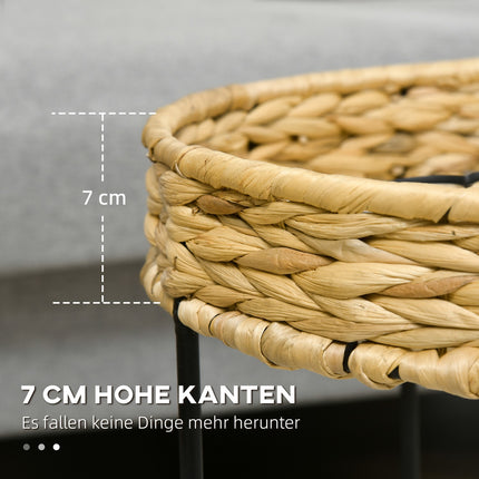 Boho zasouvací konferenční stolky – sada z vodního hyacintu a oceli