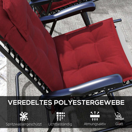Voděodolné podušky na lehátko, sada 2 ks, vínová