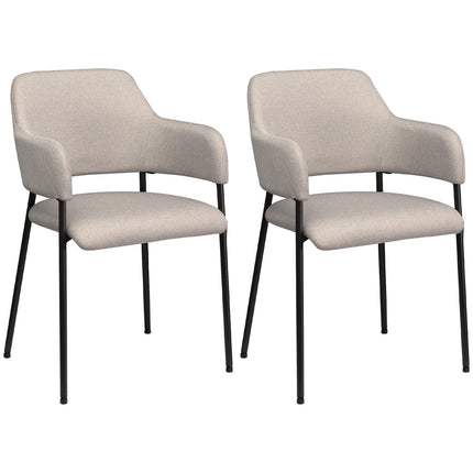 Beige upholstered dining chairs, set of 2 - Steel legs, 54x54x84 cm