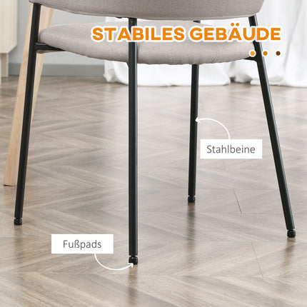 Beige upholstered dining chairs, set of 2 - Steel legs, 54x54x84 cm