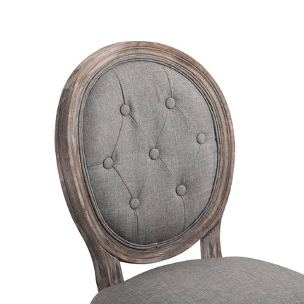 Gray retro dining chairs, upholstered, breathable linen, set of 2