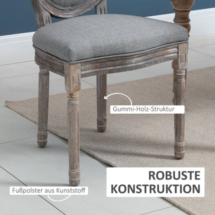 Gray retro dining chairs, upholstered, breathable linen, set of 2