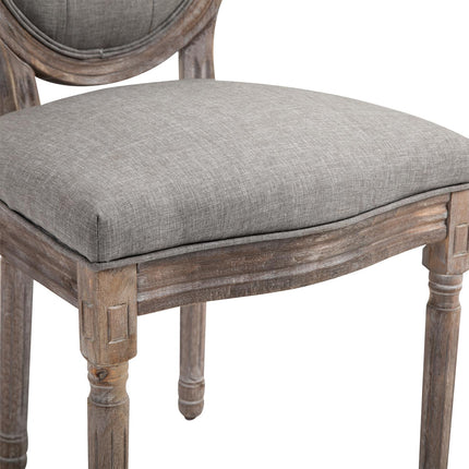 Gray retro dining chairs, upholstered, breathable linen, set of 2