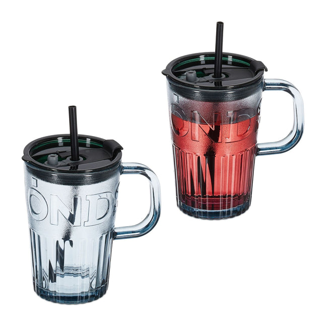 Set of 2 drinking glasses with handles