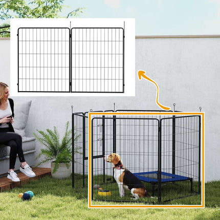 Ohrádka pro psy do exteriéru, sada 2 ks, ocel, 80x100 cm, černá