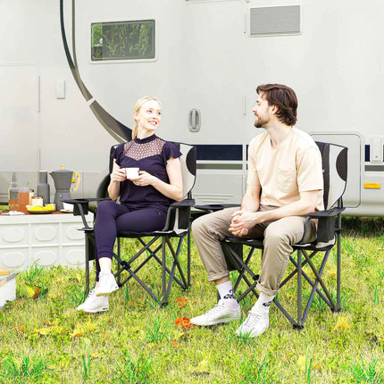 Folding camping chairs Set with armrests & cooler bag