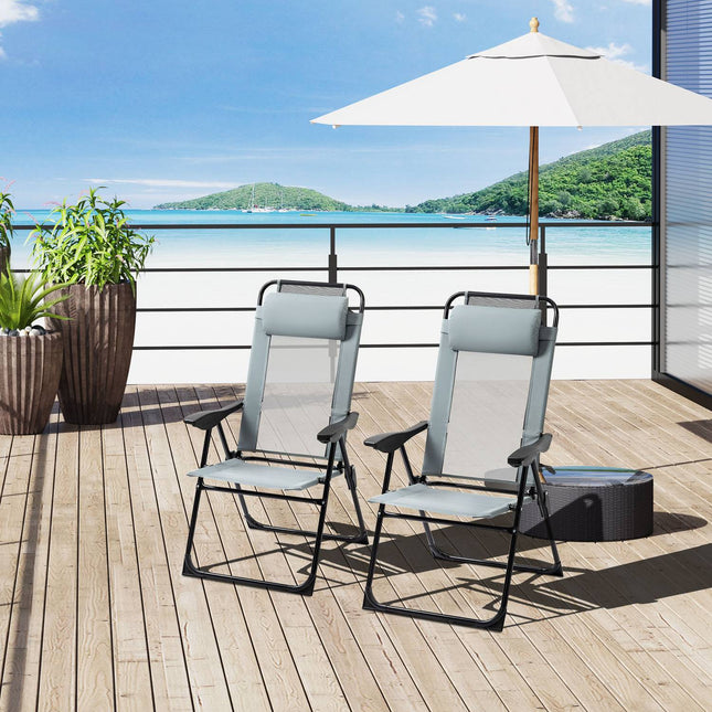 Set van 2 opvouwbare tuinstoelen met verstelbare rugleuning en armleuning, campingstoel belastbaar tot 120 kg voor tuin en balkon