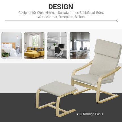 Armchairs Set, Cream White Linen, Armrests & Headrests