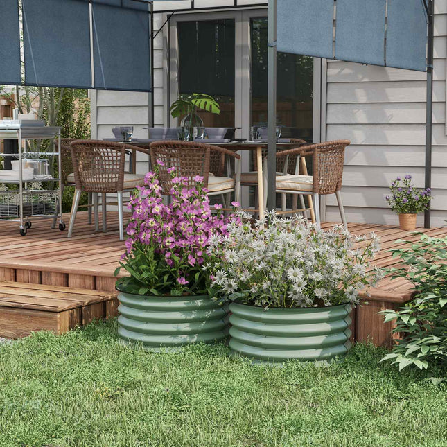 Set van 2 verhoogde bedden van staal, plantenbed, koudframe, tuinbed, bloembak, stapelbaar, plantenbak, groentebed, diameter 60 x 30 cm voor tuin, balkon, plantenpot voor bloemen, planten, groenten