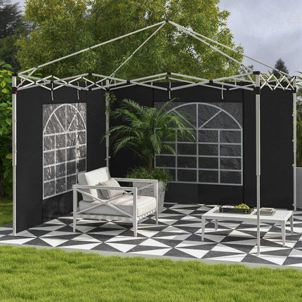 Černé vodotěsné boční panely k pavilonu - 3x3/3x6 m, ochrana proti větru