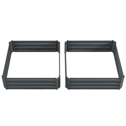 Steel garden beds with cold frame, 100x100x30 cm