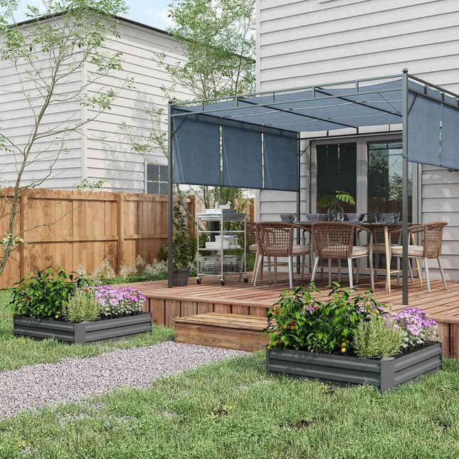Steel garden beds with cold frame, 100x100x30 cm