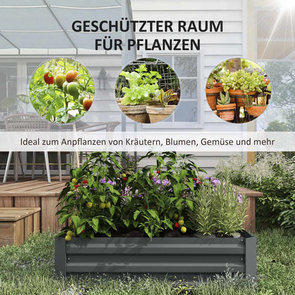 Steel garden beds with cold frame, 100x100x30 cm