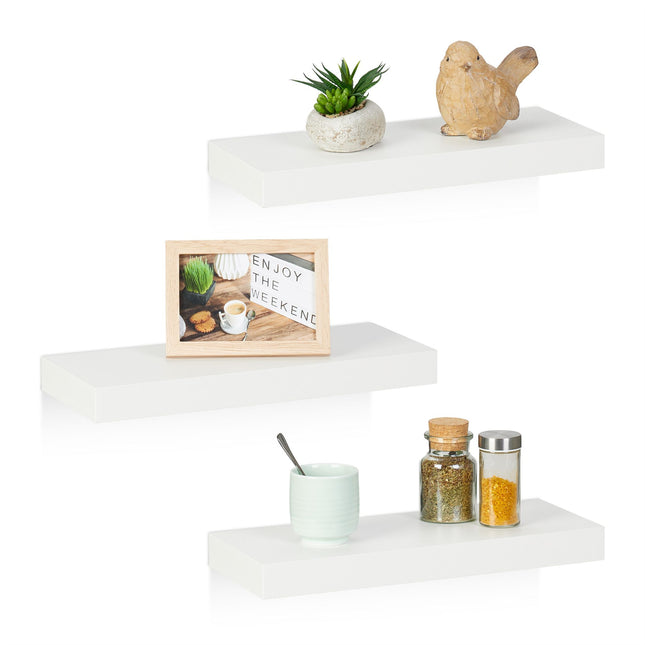 Set van 3 witte zwevende wandplanken