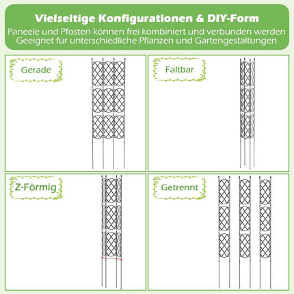 Set of 3 metal garden trellises with plug-in freestanding trellis garden fence trellis