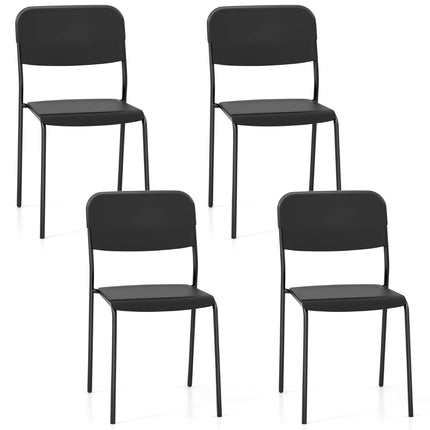 Sada 4 ks černých stohovatelných jídelních židlí s kovovými nohami