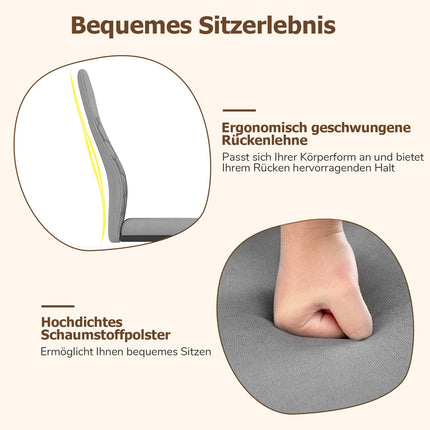 Sada 4 ks šedých jídelních židlí bez područek s vysokým opěradlem