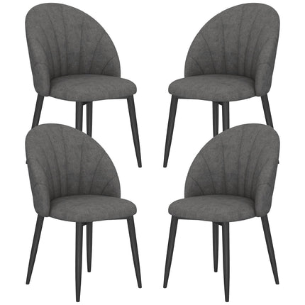 Sada 4 ks sametových jídelních židlí, ergonomické, tmavě šedá