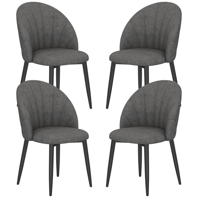 Sada 4 ks sametových jídelních židlí, ergonomické, tmavě šedá