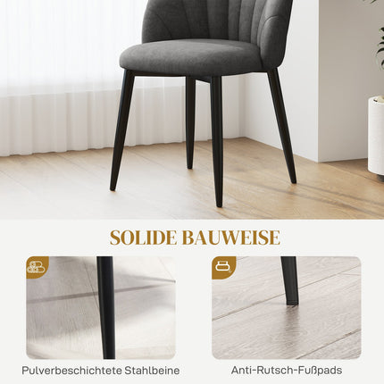 Sada 4 ks sametových jídelních židlí, ergonomické, tmavě šedá