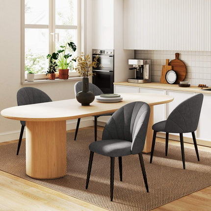 Sada 4 ks sametových jídelních židlí, ergonomické, tmavě šedá
