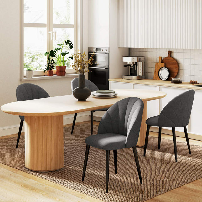 Sada 4 ks sametových jídelních židlí, ergonomické, tmavě šedá