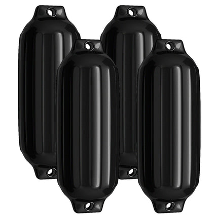Set of 4 boat fenders, long fenders, ball fenders, boat crash protection, bridge fenders, black, 68.5 x 21.5 cm