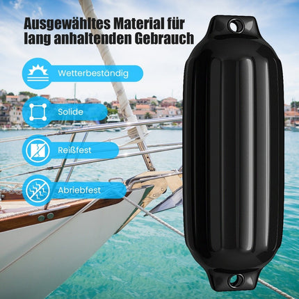 Set of 4 boat fenders, long fenders, ball fenders, boat crash protection, bridge fenders, black, 68.5 x 21.5 cm