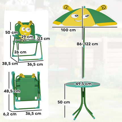 Zahradní sedací set pro děti se slunečníkem, motiv včelky