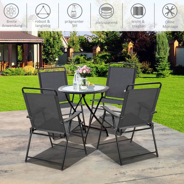 Set of 4 outdoor folding chairs with breathable fabric and non-slip foot pads patio chair