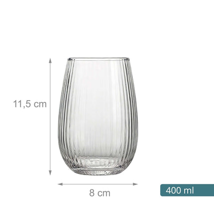 Sada 6 ks průhledných skleněných sklenic, objem 400 ml