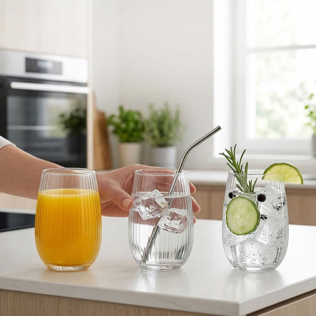 Sada 6 ks průhledných skleněných sklenic, objem 400 ml