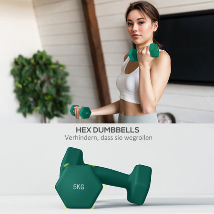 Hex dumbbell set with stand - 3, 4, 5 kg weights for home gym