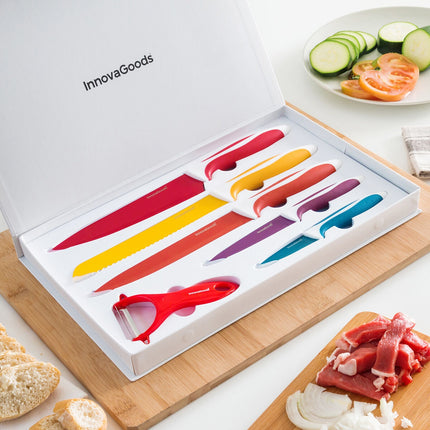 Sada nožů s keramickým povrchem a škrabkou Knoolvs InnovaGoods 6 ks
