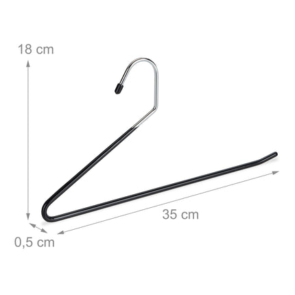 Set of black trouser hangers with non-slip protection